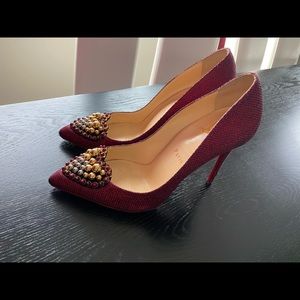 Christian Louboutin Coralta Mia Red Glitter Heart 37